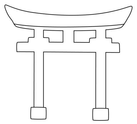 Shinto Shrine Emoji From Structures Coloring Page